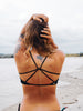 Cord Bikinitop Yoga schwarz - hinten überkreuzt - recycelt - Zeachild  - fair - bio - vegan - organisch - umweltfreundlich